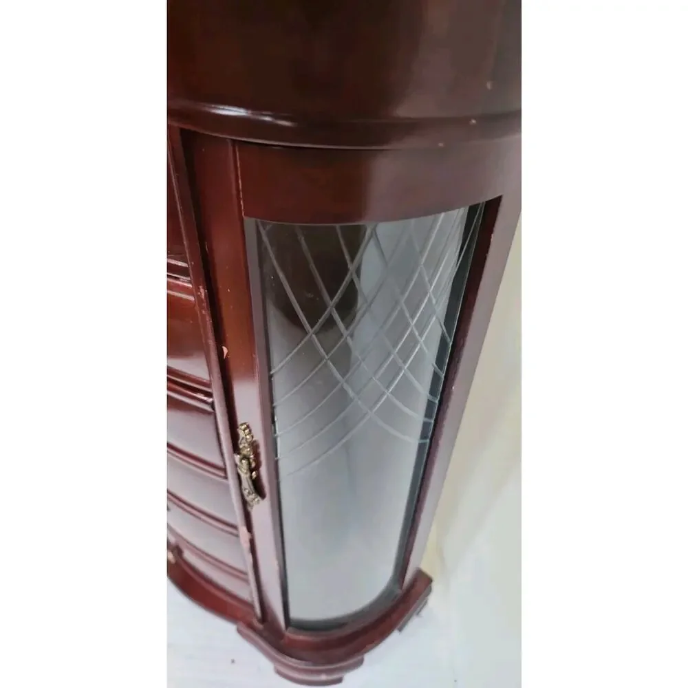 Hives and Honey Patricia style Large jewelry Box Dark Cherry Etched Glass Mirror